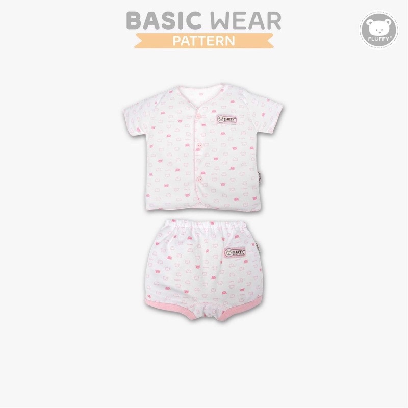 Baju Bayi Newborn Set Fluffy Pendek Neci SNI Pink - Set Baju Bayi Fluffy