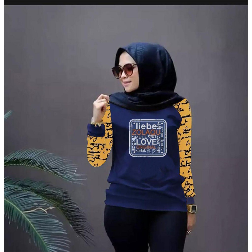 BAJU CEWEK TRENDY LOVE TERBARU-KAOS DISTRO WANITA KEREN KEKINIAN-BAJU LENGAN PANJANG TERLARIS