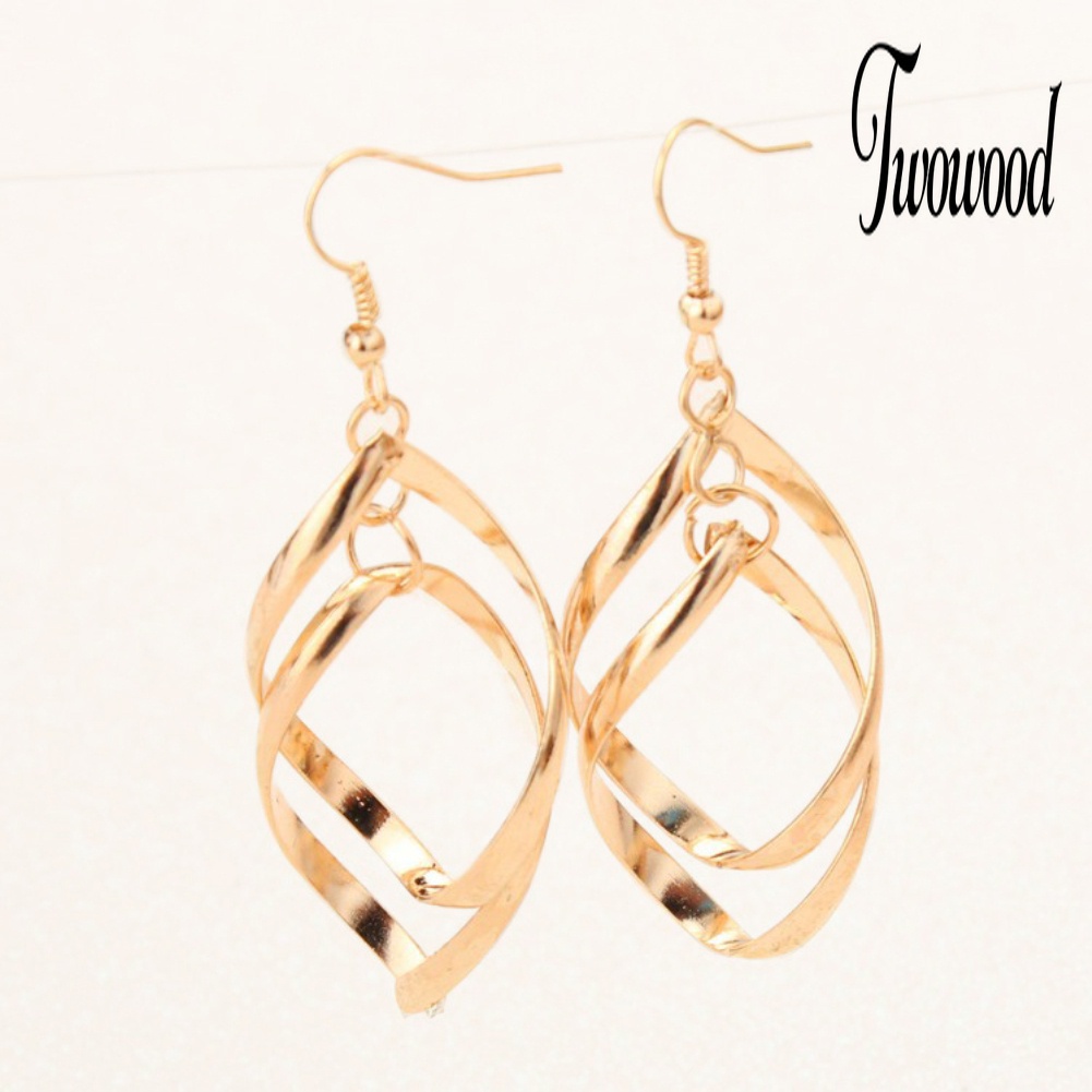 Anting Hook Panjang Menjuntai Bentuk Water Drop Spiral Untuk Wanita