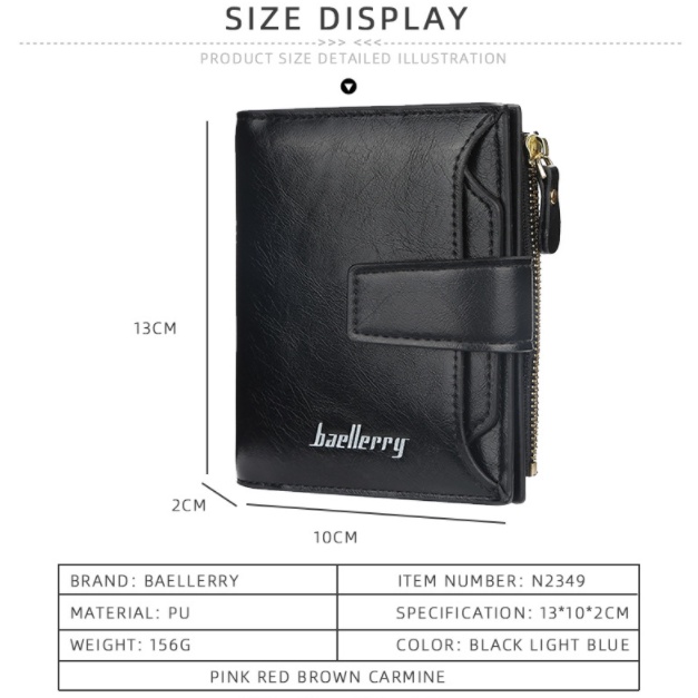 [BISA COD] Dompet Wanita Dompet Lipat Kulit Baellerry Pria dan Wanita Bahan Kulit Original N2349
