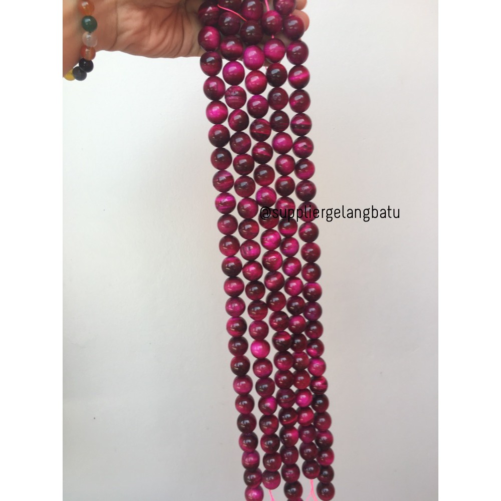 RED Tiger Eye 16mm bahan batu biduri sepah hijau material aksesoris bahan grosir beads craft fashion