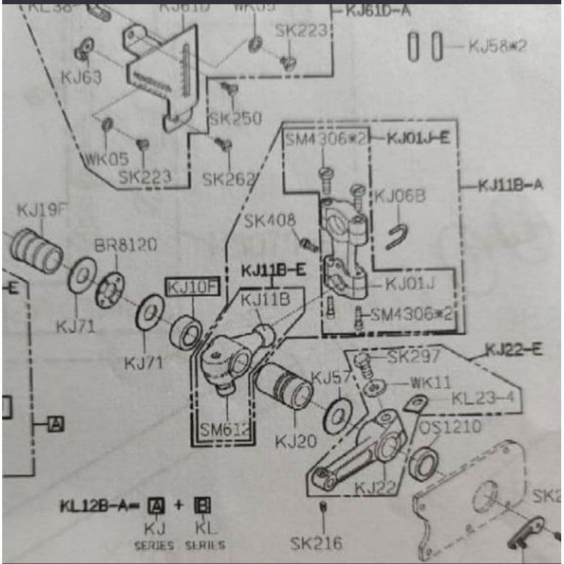 KJ11B Pendek Bola-Bola Angka 8 Looper Bawah - Mesin Obras 747