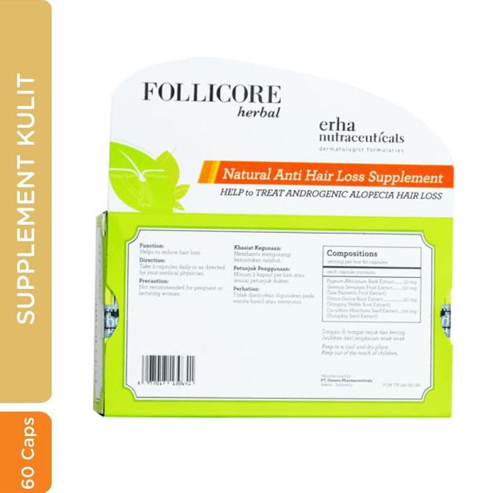Produk Terbaik - Erha Follicore Herbal 60 Caps - Suplemen Rambut Rontok