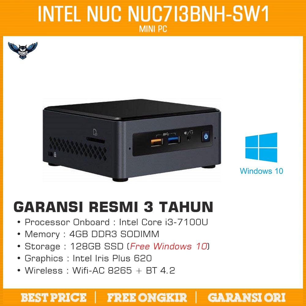 INTEL MINI NUC PC CORE i3 + RAM 4GB + SSD 128GB WIN 10 | NUC7i3BNH SW1 /  NUC 7I3BNH-SW1