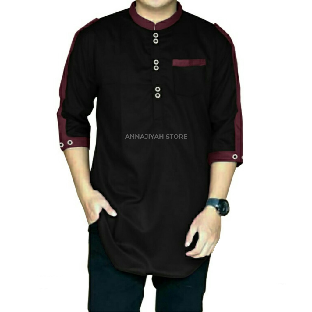 Koko Kurta Pakistan Zaka Lengan 3/4 Baju Taqwa Moslem Pria bahan Katun