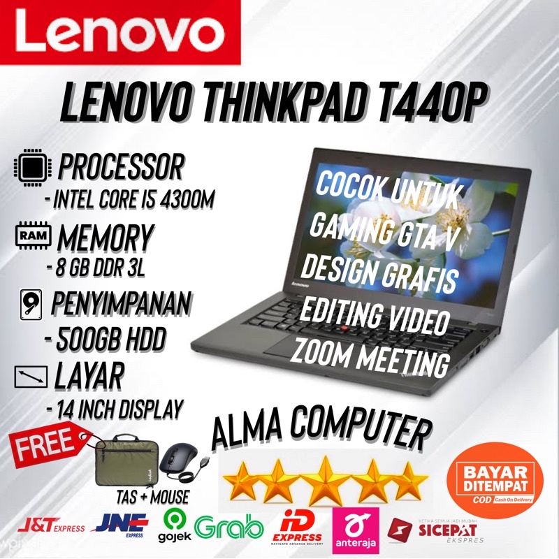 LENOVO THINKPAD T440p CORE I5 RAM 8GB HDD 500GB