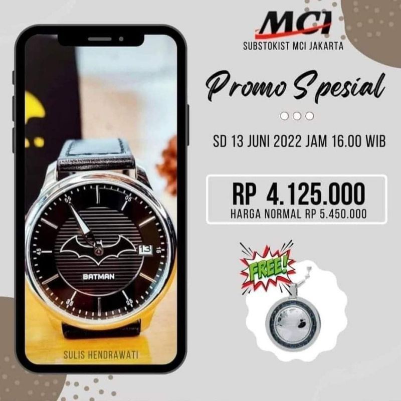 promo jam tangan batman free kalung lsm reborn original segel new
