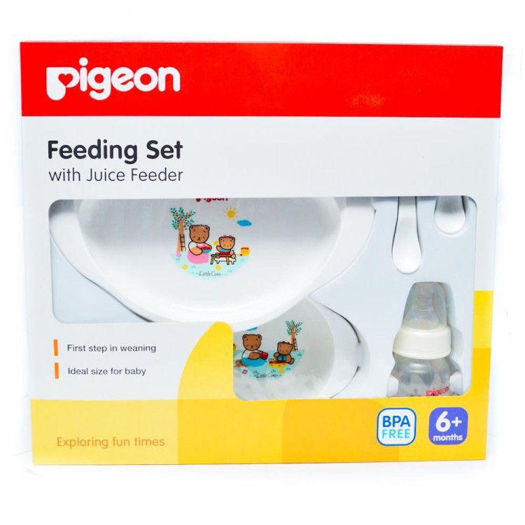 PIGEON Feeding Set With Juice Feeder | Perlengkapan Makan Bayi