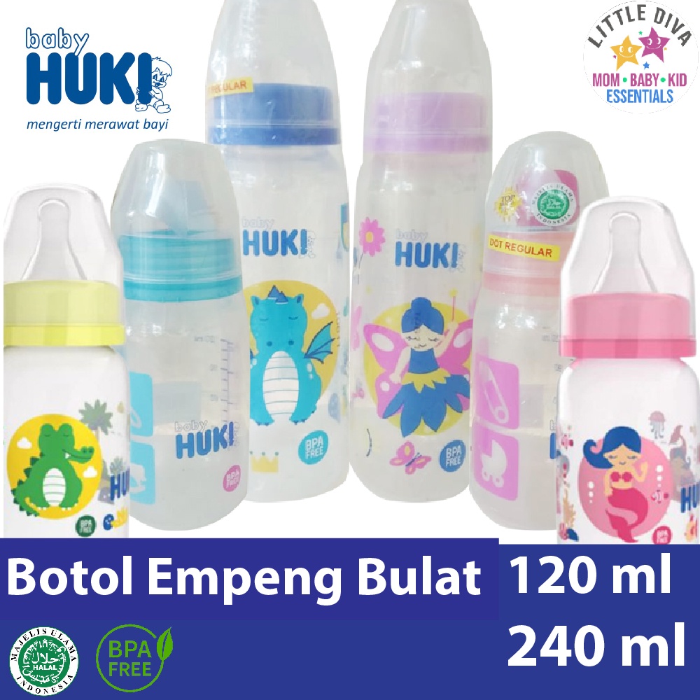 Botol Susu Huki Dot BULAT Baby 120 ml &amp; 240 ml - Baby MILK BOTTLE DOT REGULAR -  Nipple Round PP Bottle Dot Empeng Bulat