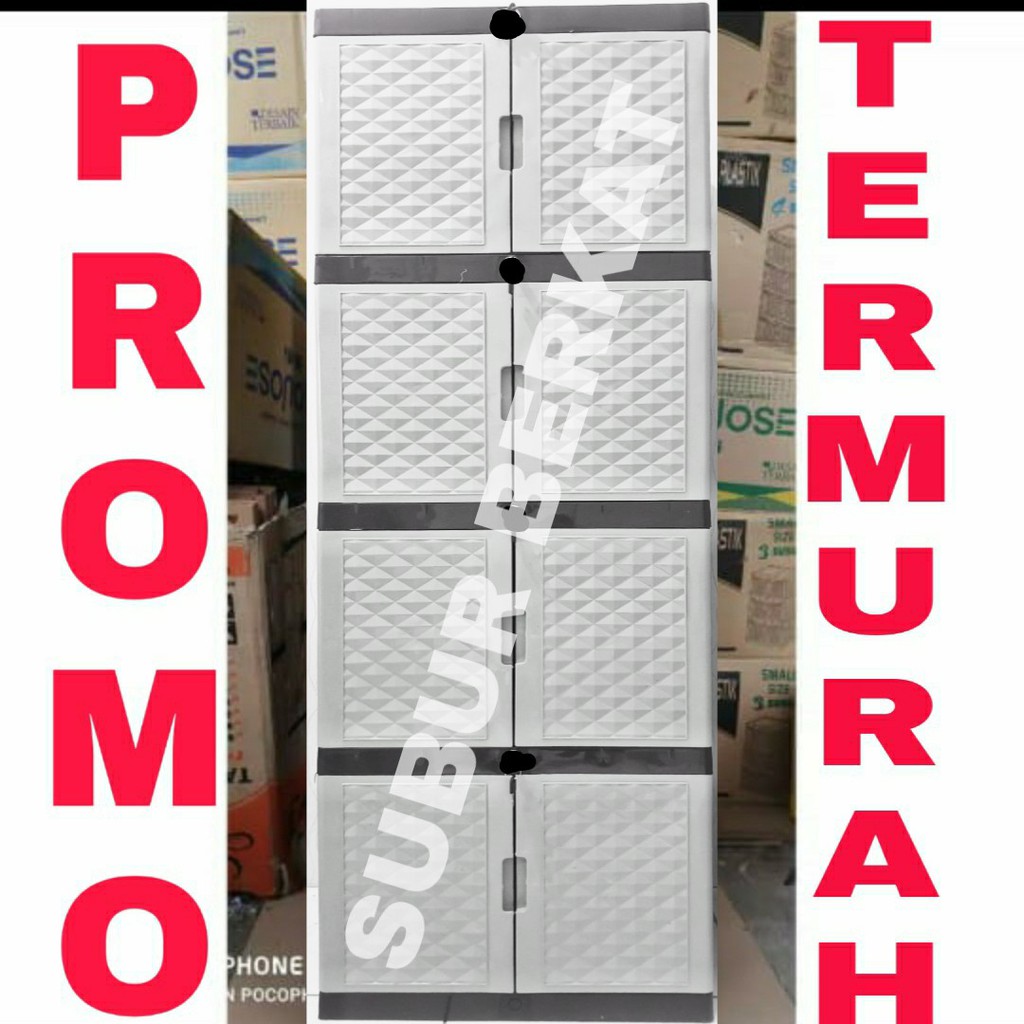 Lemari Plastik Lemari Pakaian POLOS 4 Susun PROMO DISKON GEDE TERMURAH!!