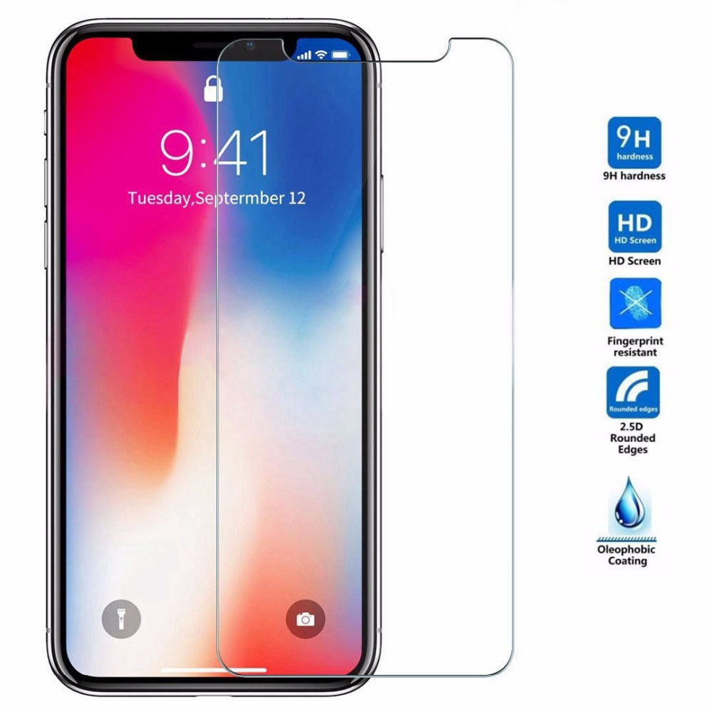 9H Suitable For For iPhone 6 6s 7 8 Plus X XS XR Xs Max 11 Pro Max 12 Mini Tempered Glass Clear Screen Protector Anti-fingerprint Scratch Resistant Film Full Cover Case Friendly