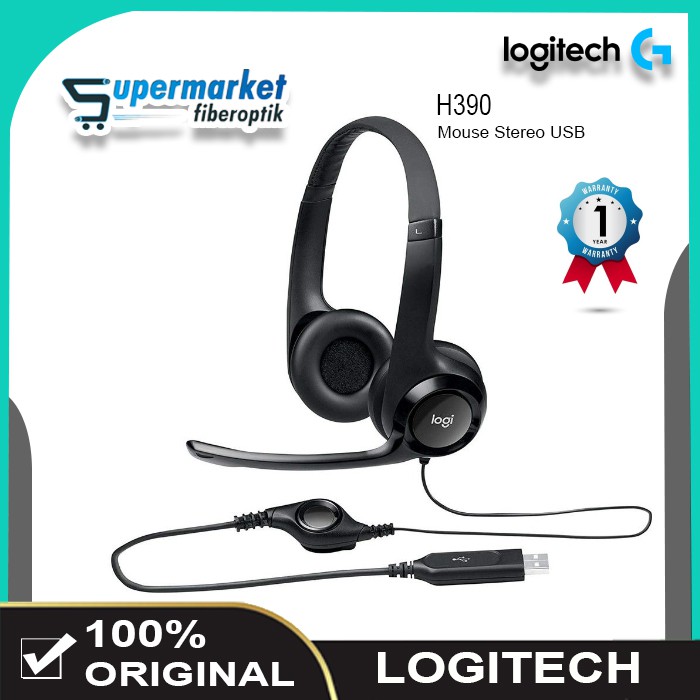 Logitech H390 Stereo Headset USB With Mic Headphone Earphone Logitech