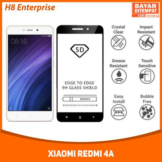 TEMPERED GLASS 5D FOR XIAOMI REDMI 4A FULL COVERAGE FULL LEM NO PELANGI NO GELEMBUNG UDARA