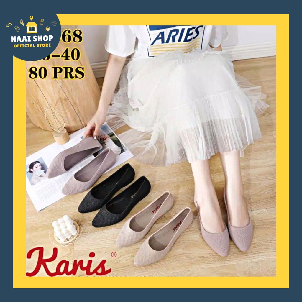 Sepatu Flat Karet Wanita Motif Salur Soft Color Size 36-40 Flat Shoes Jelly Import Premium Outfit Fashion Casual Slip On Cewek Korea Style Murah Selop Kerja Kuliah Sekolah Kekinian Slop Kasual Terbaru Pantofel Hak Rendah Terlaris Karis 568 Naai Shop