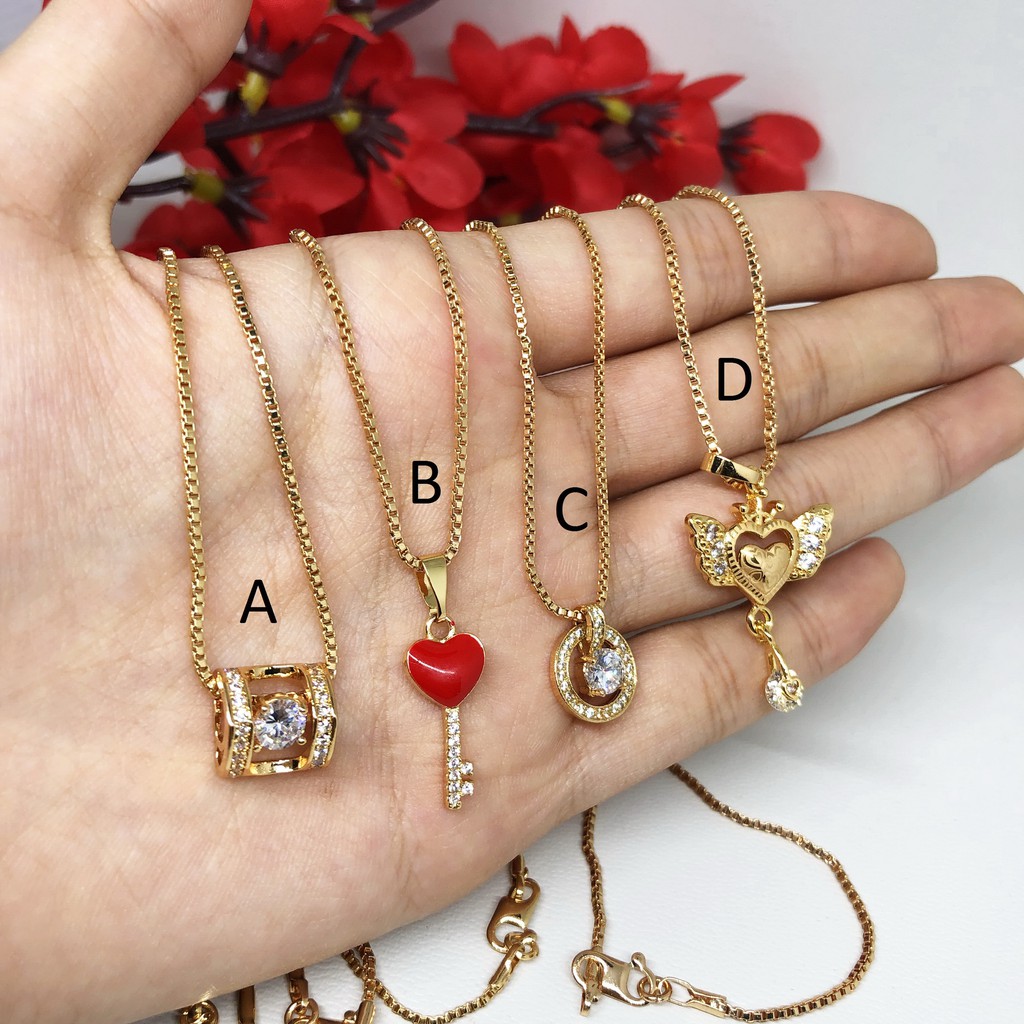 Kalung Xuping Liontin Batu Solitaire Bulat Love Hati - BN194