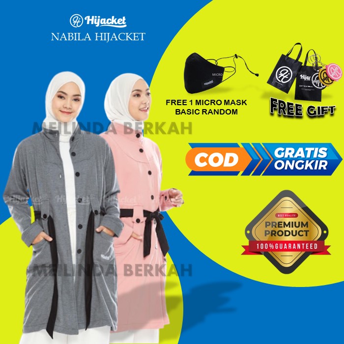 HIJACKET NABILA - HIJAKET ORIGINAL JAKET HIJABERS HOODIE WANITA / JAKET WANITA MUSLIMAH / JAKET PANJ