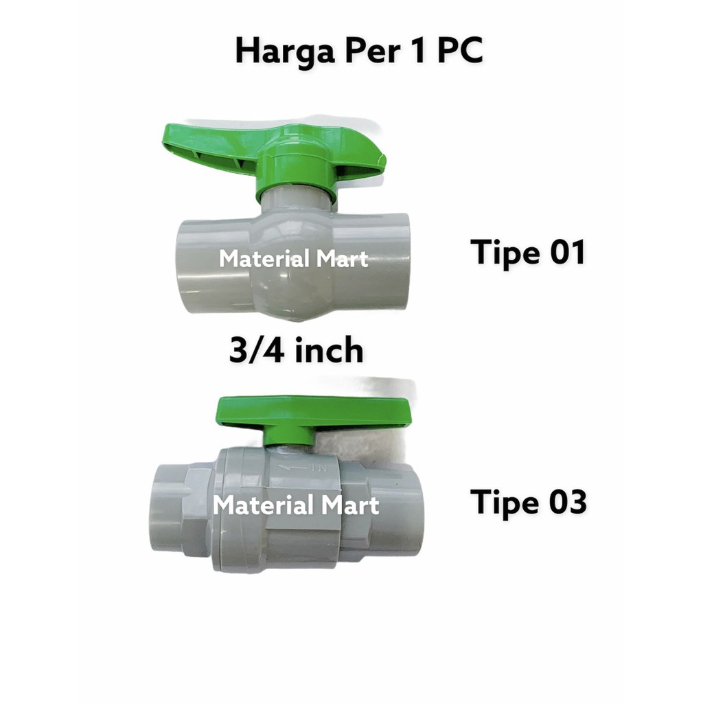 Ball Valve 3/4 Inch PVC | Ball Valep | Stop Kran 3/4&quot; | Stop Keran 3/4 | Material Mart