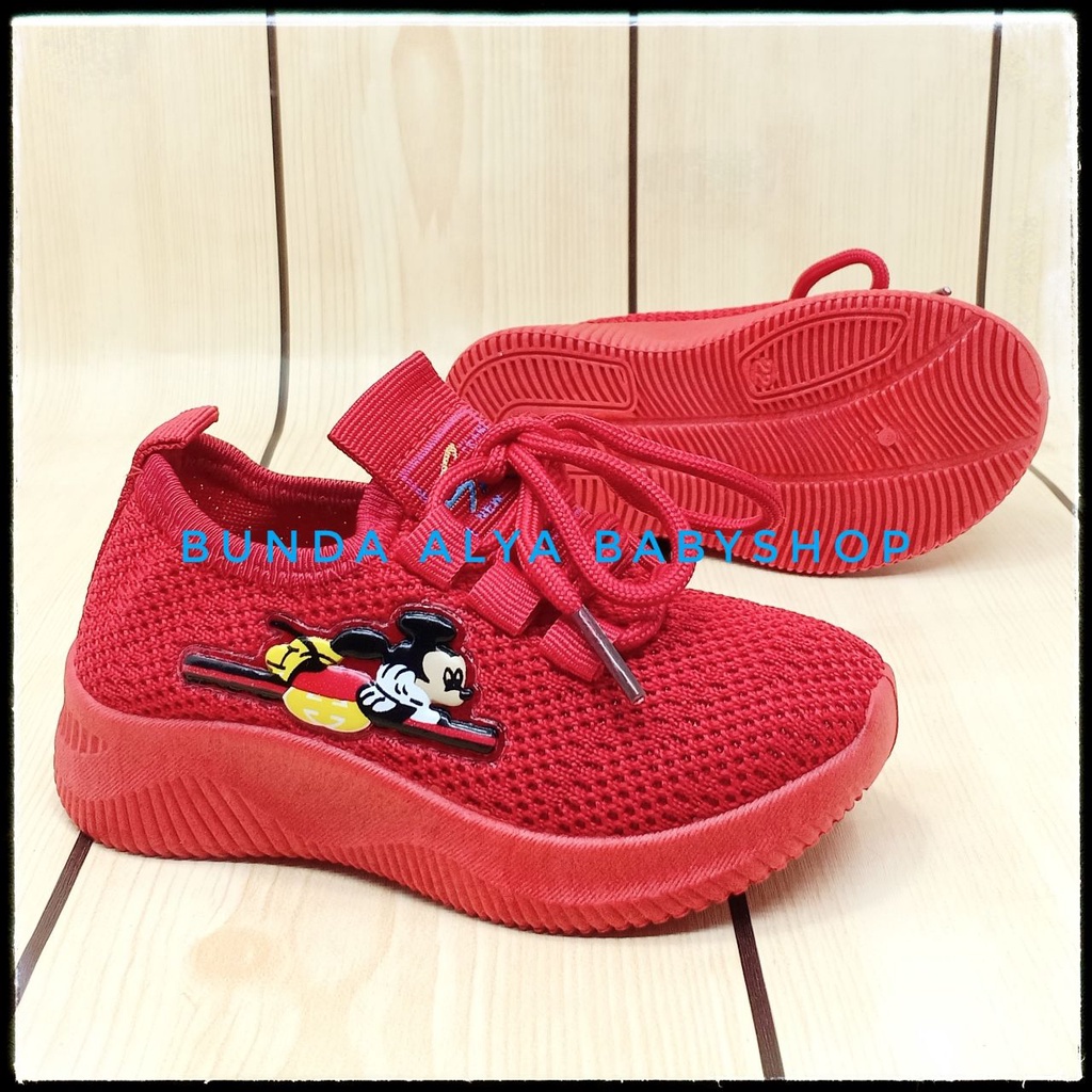 Sepatu Anak IMPORT Umur 2 3 4 Tahun MERAH Elastis Sepatu Anak Cowok Size 22 - 26 Kartun Lucu Alas Karet Anti Licin