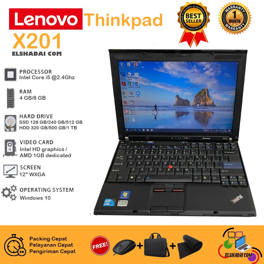 Lenovo thinkpad X201.. core i5. ram 4gb. hdd 320gb. wifi. layar 12.MLS