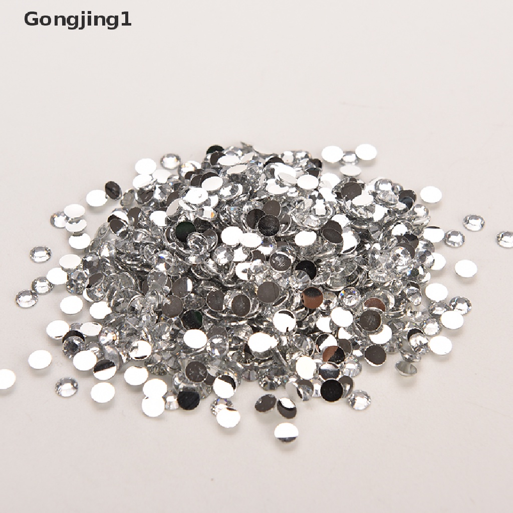 Gongjing1 Lot 1000Pcs Manik Kristal Berlian Imitasi Bulat Flatback 4mm Untuk Dekorasi Nail Art DIY