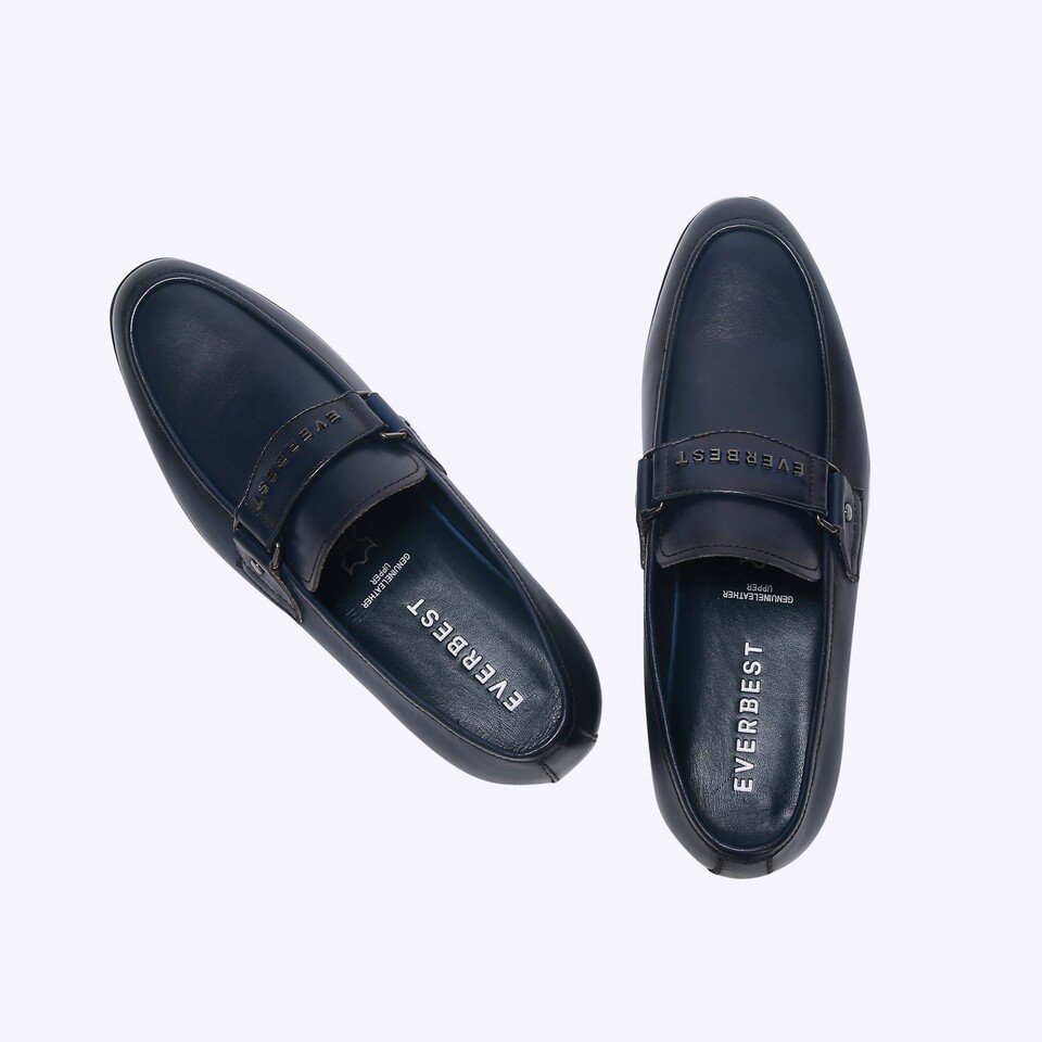 EM74 SEPATU PANTOFEL EVERBEST PRIA ORIGINAL FORMAL KULIT BIRU NAVY