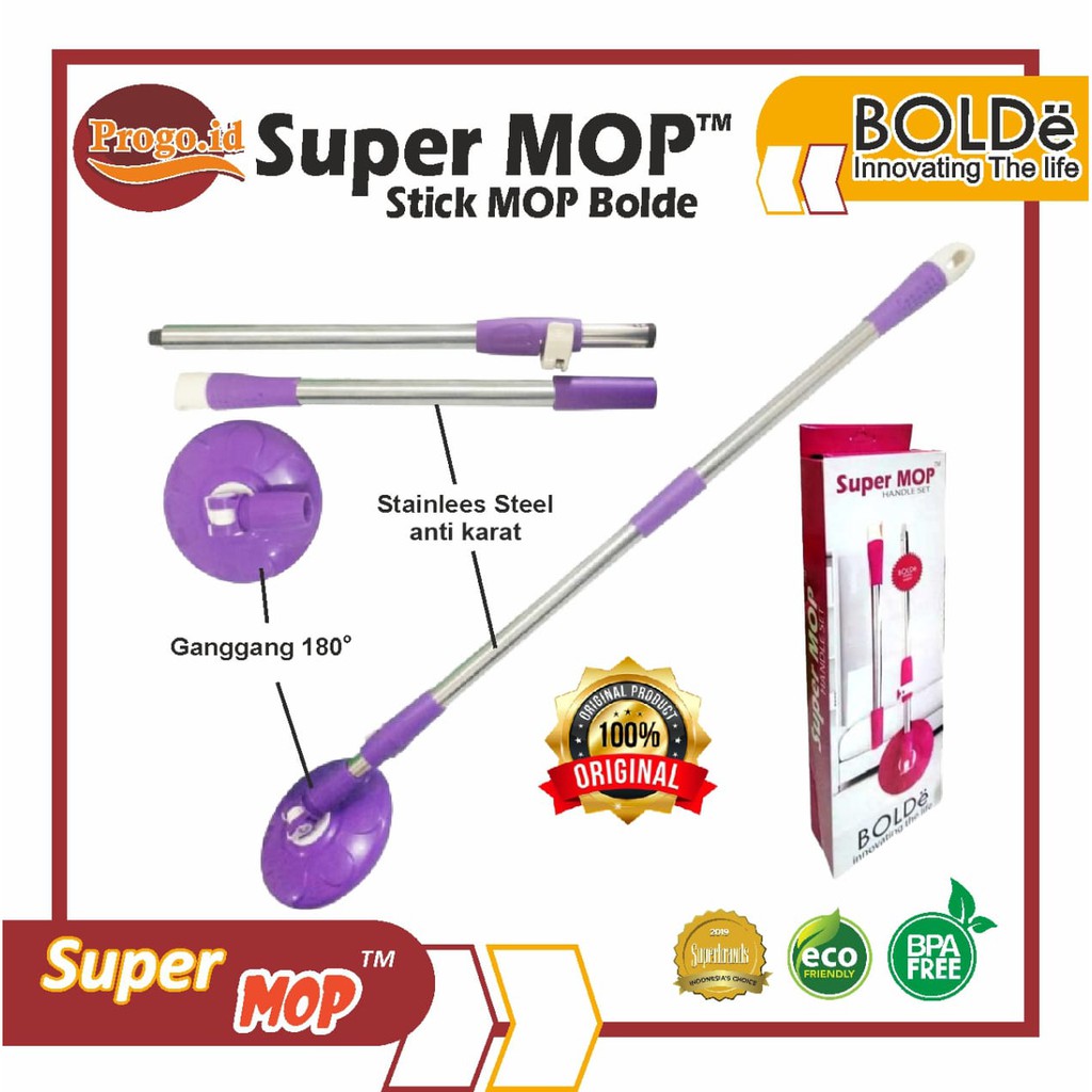 Spare Part Stik MOP Bolde Gagang Pel Putar Super Mop Tongkat Pel BOLDe Gagang Pel Super Mop