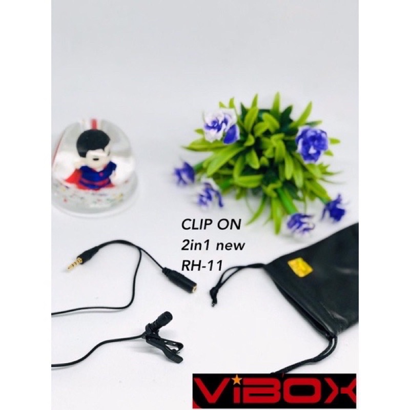 Grosir Mic Clip On 2in1 Vibox Original RH11 Plus Splitter Komplit Dapat Sarung Premium