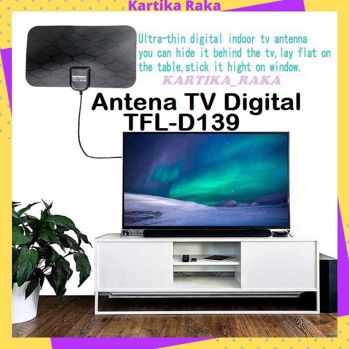 KR Antena TV Digital Indoor DVB-T2 4K High Signal Gain 25 dB Digital Taffware TFL-D139