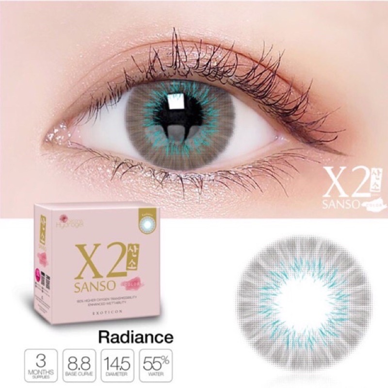 Softlens X2 SANSO COLOR Minus 3.25 - 6.00 Dia 14.5MM / FREE LENSCASE - KASIMURA