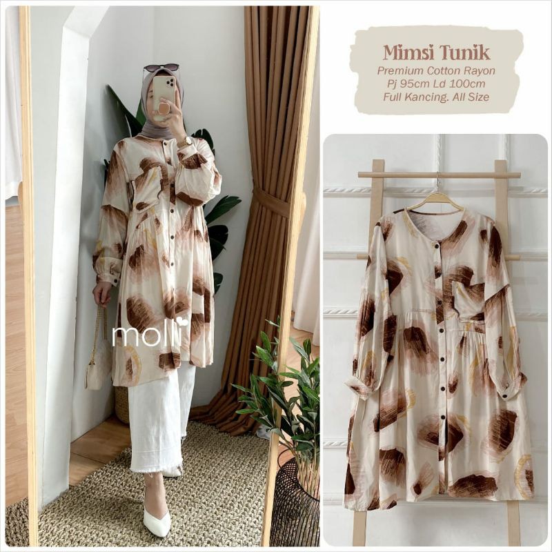MIMSI TUNIK BY MOLLI | BAJU ATASAN TUNIK MOTIF ABSTRAK ELEGAN