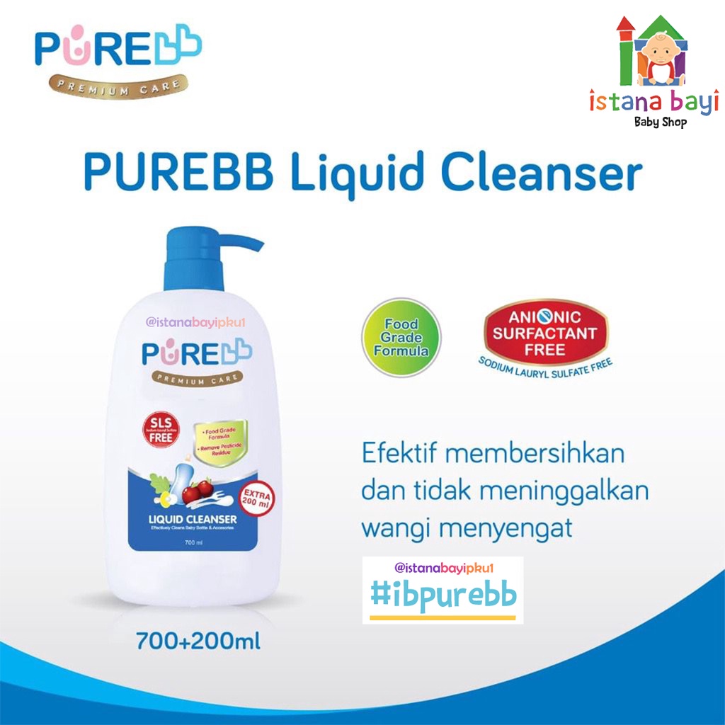 Purebb Liquid Cleanser Pump 700ml - Cairan pencuci piring bayi