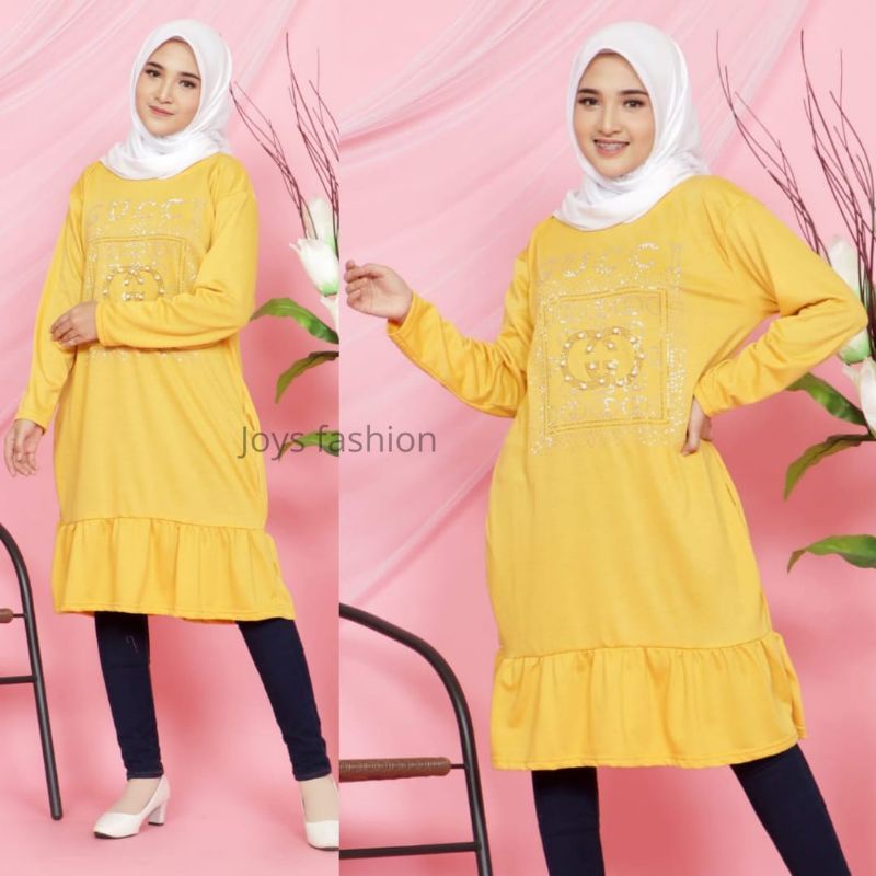 JF Atasan Tunik Kaos Babyterry Jumbo Tunik Wanita Muslimah Terbaru UCI MOTE REMPEL