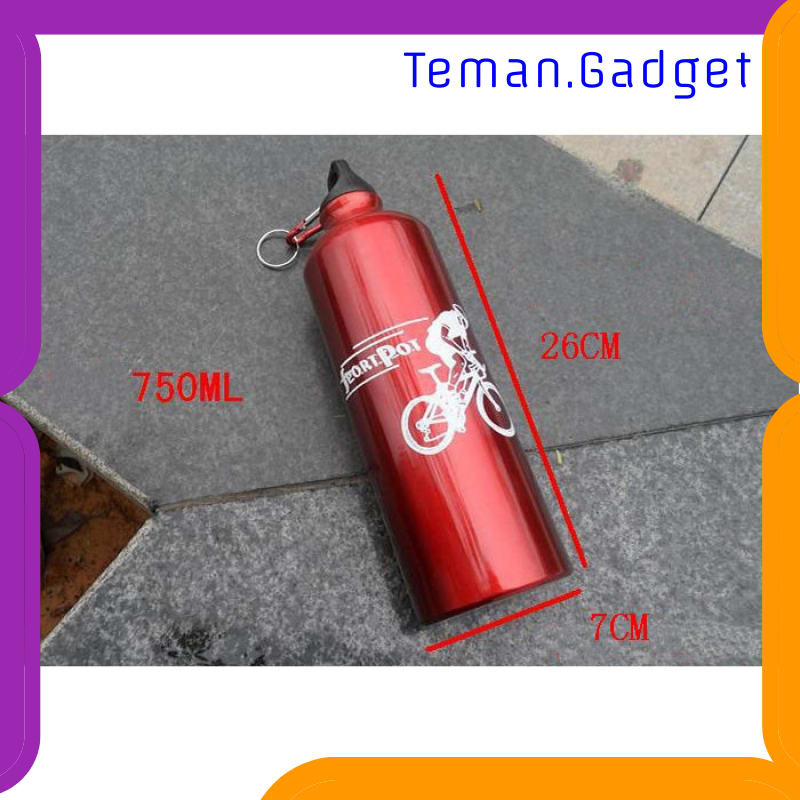 TG-OL012 TAFFSPORT BOTOL MINUM OLAHRAGA ALUMINIUM 750ML DENGAN KARABINER - H2GO