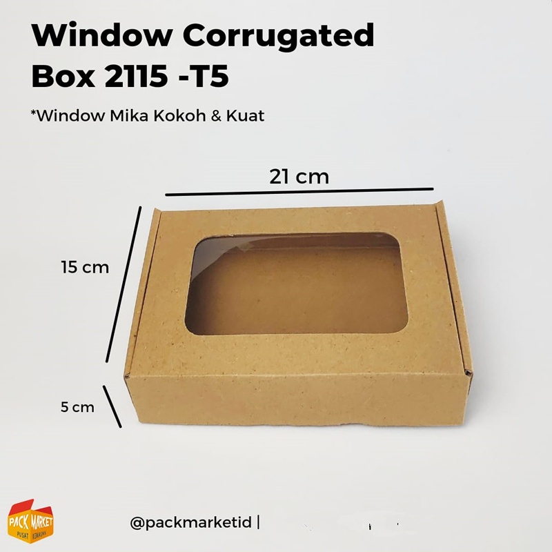 

Window Corrugated Box 21x15-T5 cm (Min pembelian 2pc) / kemasan kado / hampers box