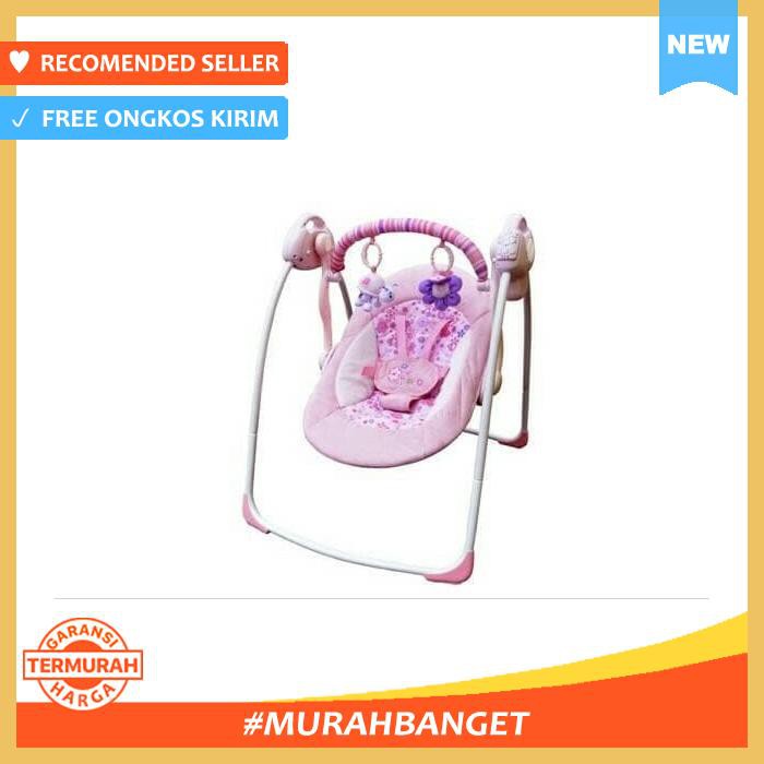 BABY ELLE PORTABLE SWING BOUNCHER AYUNAN BAYI ELECTRIK MERAH MUDA