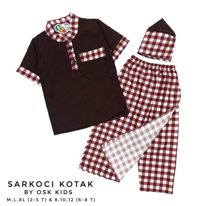 Sarkoci Kotak Kids by OSk Kids / Baju Muslim Anak / Baju Lebaran / Baju Murah / Set Anak / Kemeja An