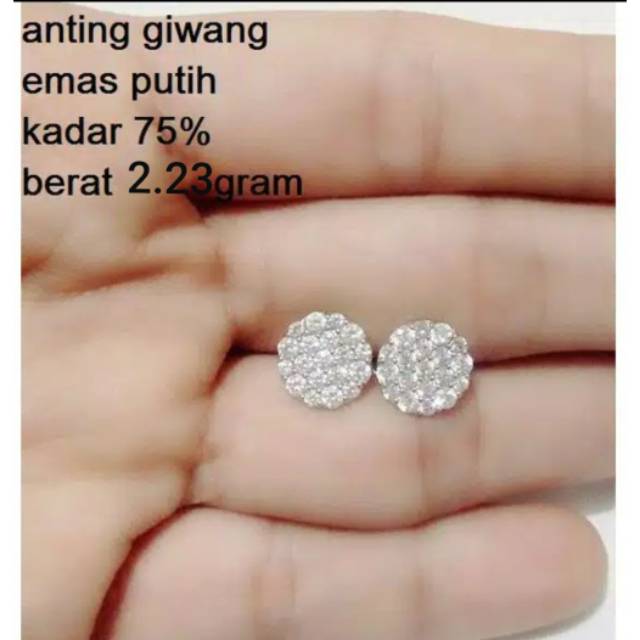Anting giwang emas putih kadar 75 persen BERAT 2.23gr