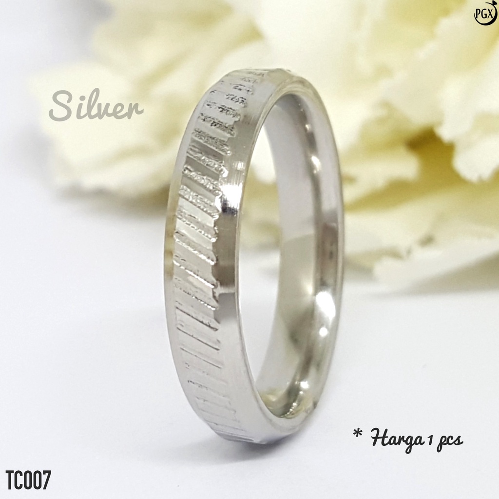 PGX Cincin Titanium Couple Emas Tunangan Aksesoris Fashion Perhiasan Anti Karat - TC007