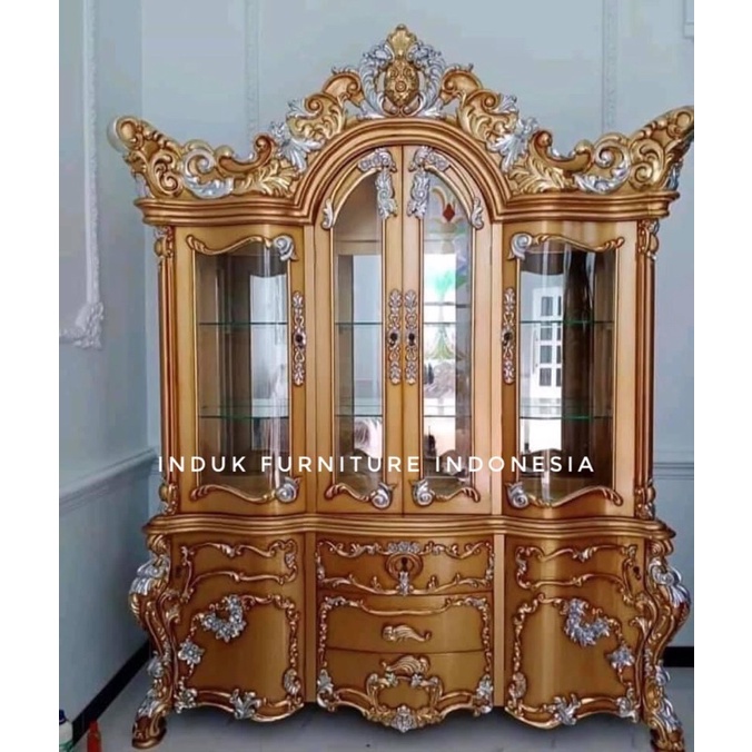LEMARI HIAS UKIR GOLD MEWAH. LEMARI PAJANGAN/BUFET HIAS UKIR