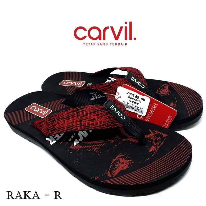 Carvil Raka Black Red 39-44 / Sandal Pria / Sandal Sepone / sandal Casual Pria/carvil jepit