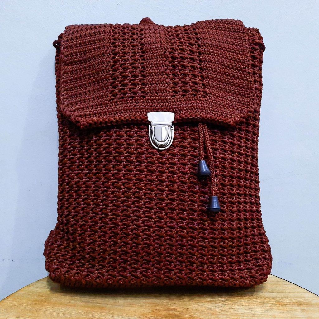 Tas Ransel Rajut Camilia - SenjabyAtsa-Coklat Kopi