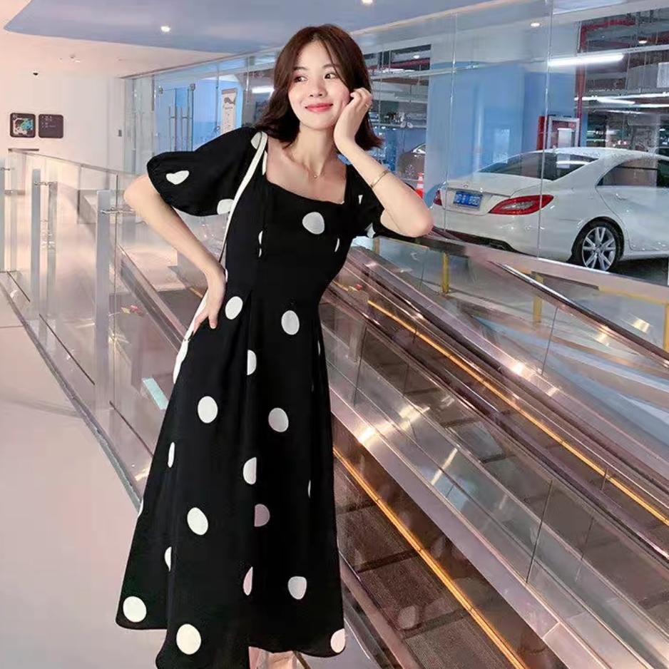 Terlaris.. FWG - DRESS FARAH POLKA / DRESS PESTA / DRESS WANITA / LONGDRESS CASUAL