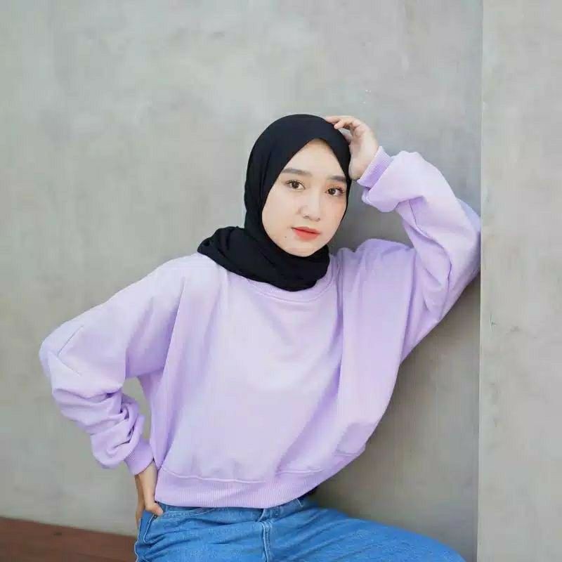 SWEATER LILAC BASIC POLOS OBLONG WANITA BASIC SWEATER WANITA POLOS SWEATER WANITA MURAH HOODIE