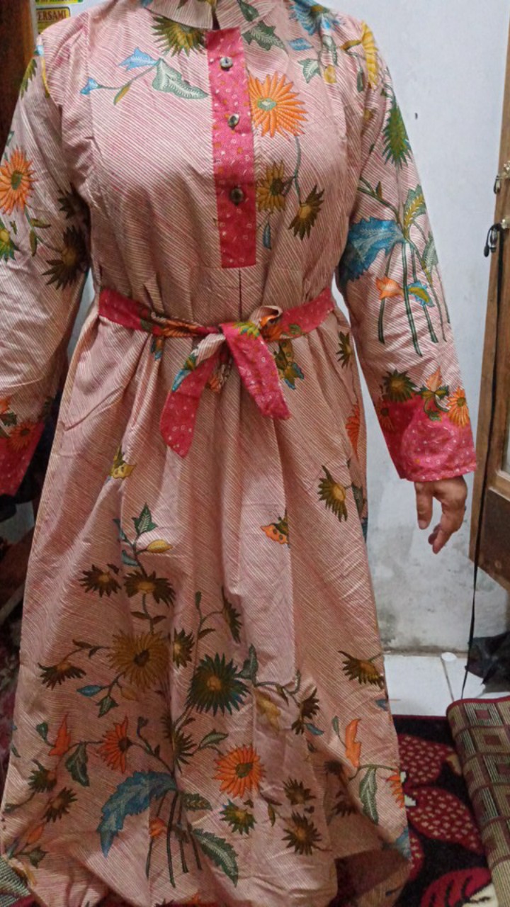 Gamis Batik Modern Terbaru Tren 2021 All Size Ld 104cm Original Produk Pekalongan Produksi Sendiri