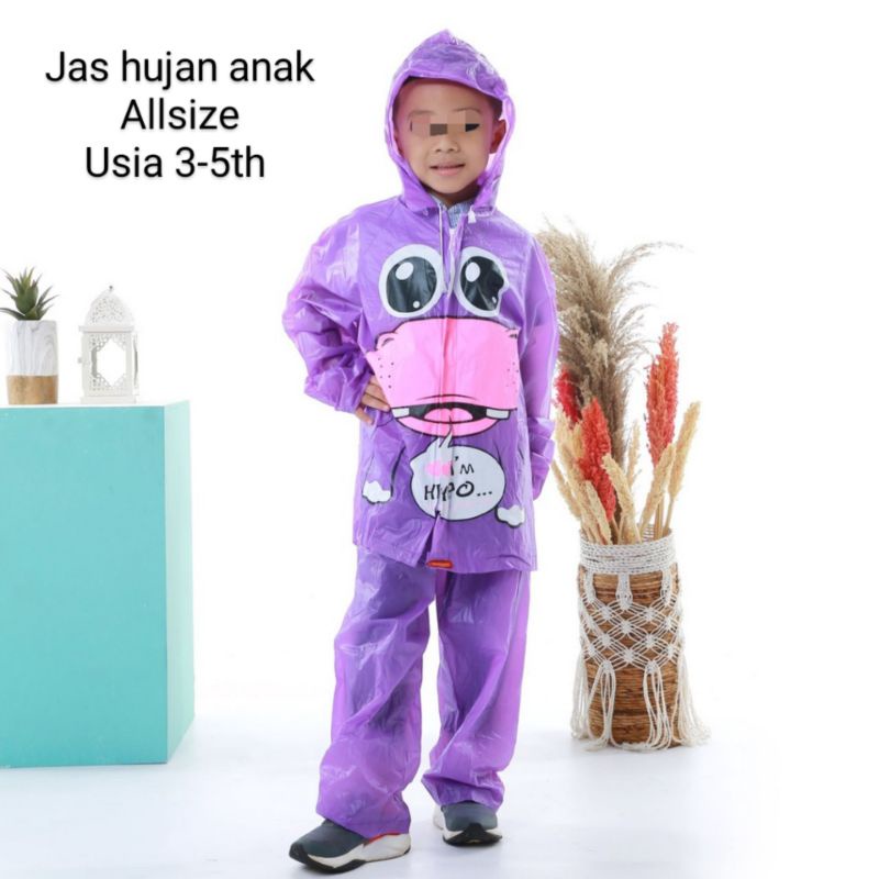 Mantel Jas Hujan Anak Balita 3-6 tahun Kido kiddo Jaket Celana Motif Lucu