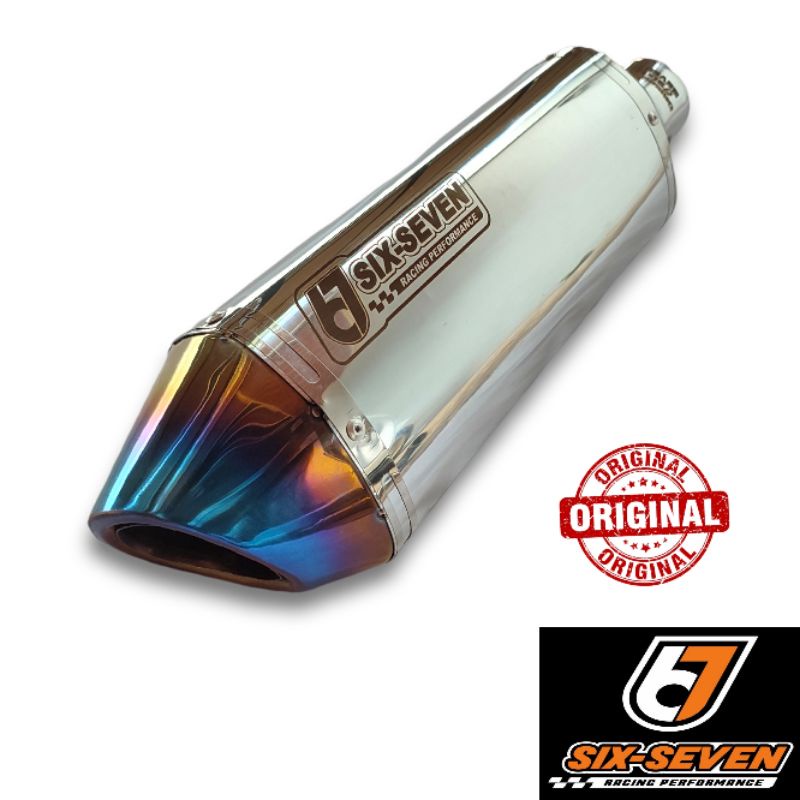 silencer knalpot racing blue universal diameter 51mm suara ngebas original produk model akrapovic