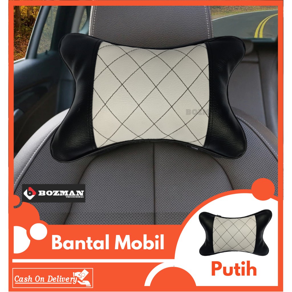 Bantal Mobil Kulit Sintetis Premium/Headrest Mobil