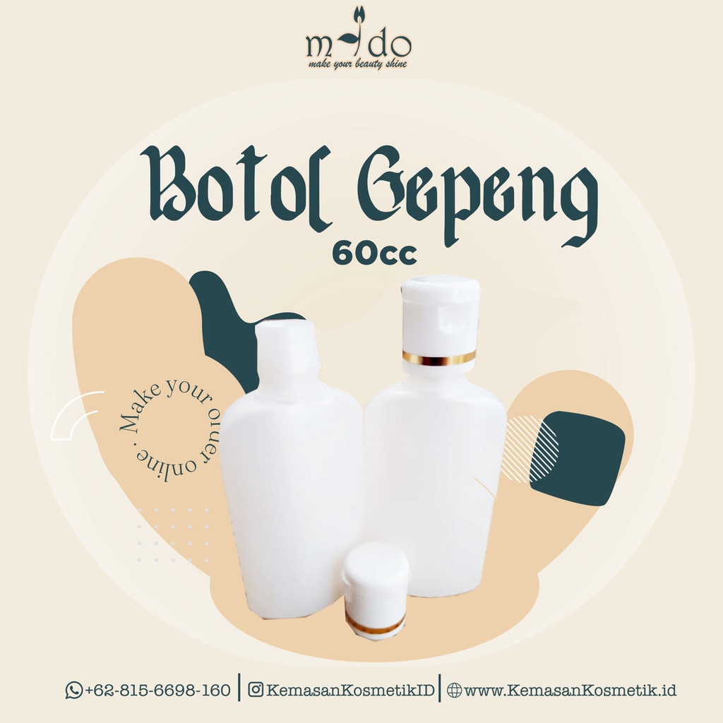 Botol Gepeng 60 Ml /shampo gepeng / Fliptop 60 Ml / Botol Toner / Botol Kosmetik / HDPE / White tone