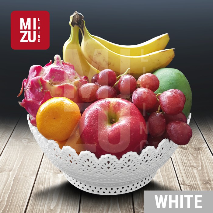 [CLEARANCE SALE] Keranjang Plastik Buah Baskom Serbaguna Mangkok BULAT BESAR 25.5cm-WHITE