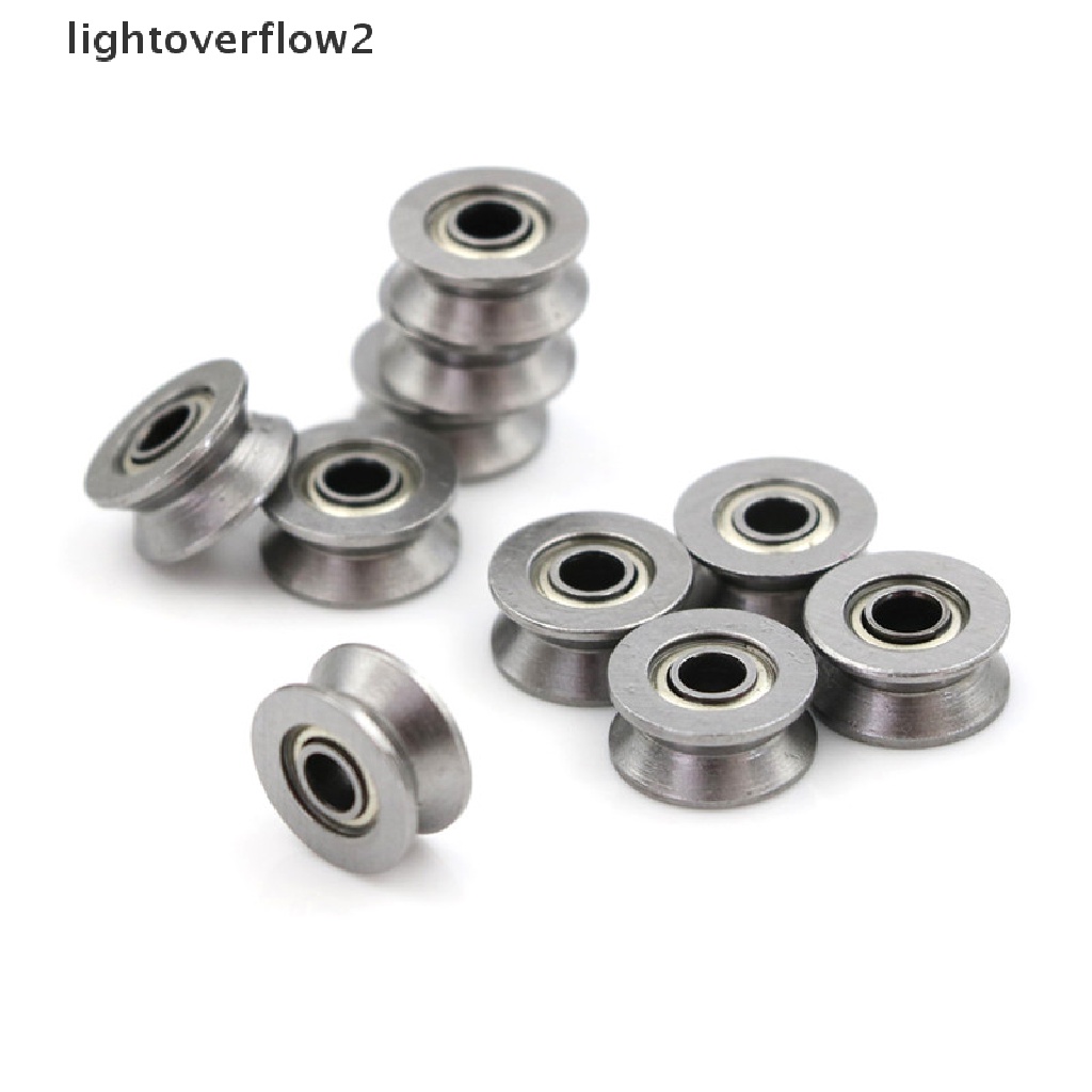 (lightoverflow2) 10pcs Bola Bearing Pulley Deep V Groove HCS Ukuran 3x12 X 4mm